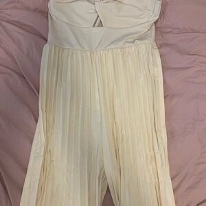 SHEIN Cream Pleated Jumpsuit